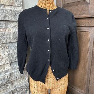 Ralph Lauren Womens Wool Cashmere Crew Neck Cardigan Sweater, Black Size M